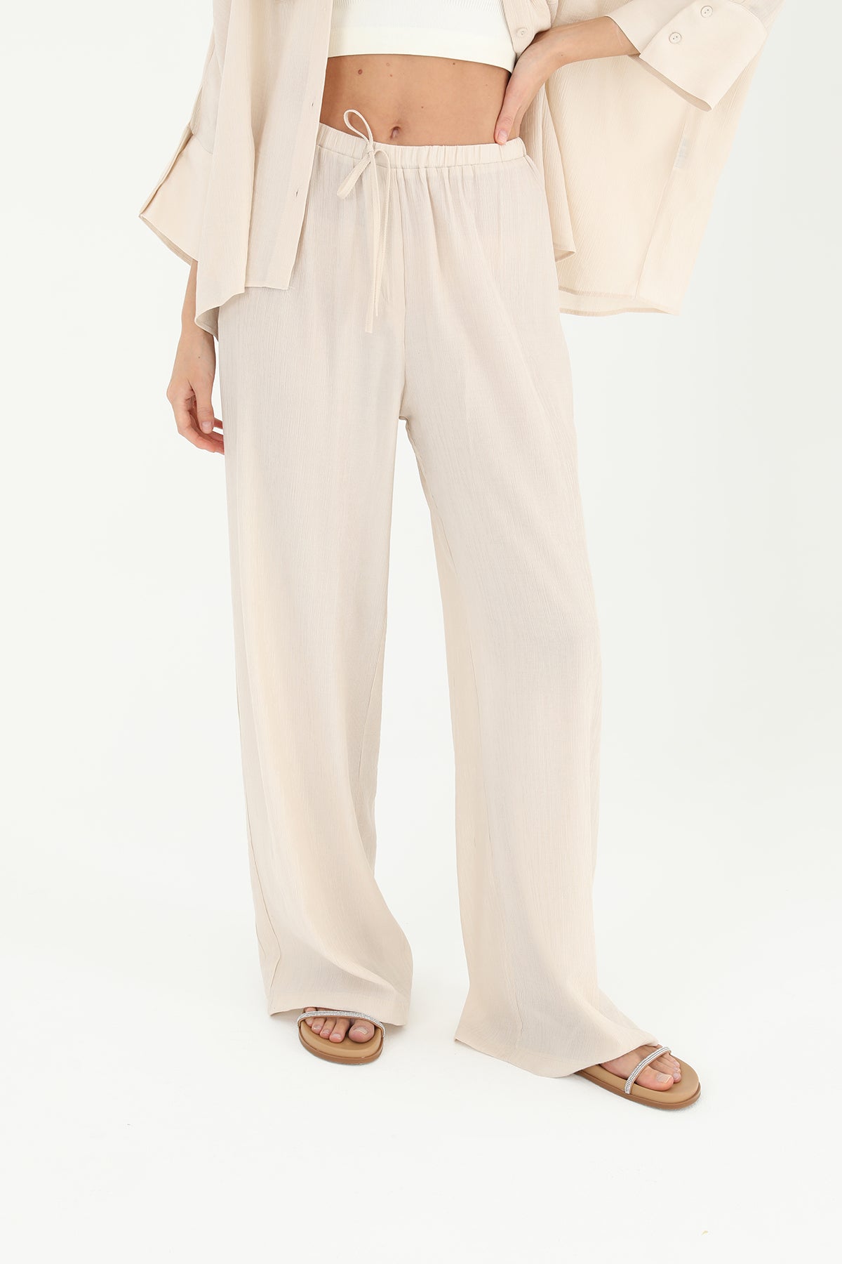 Kadın Belden Bağlamalı Bol Pantolon - 31890PNT
