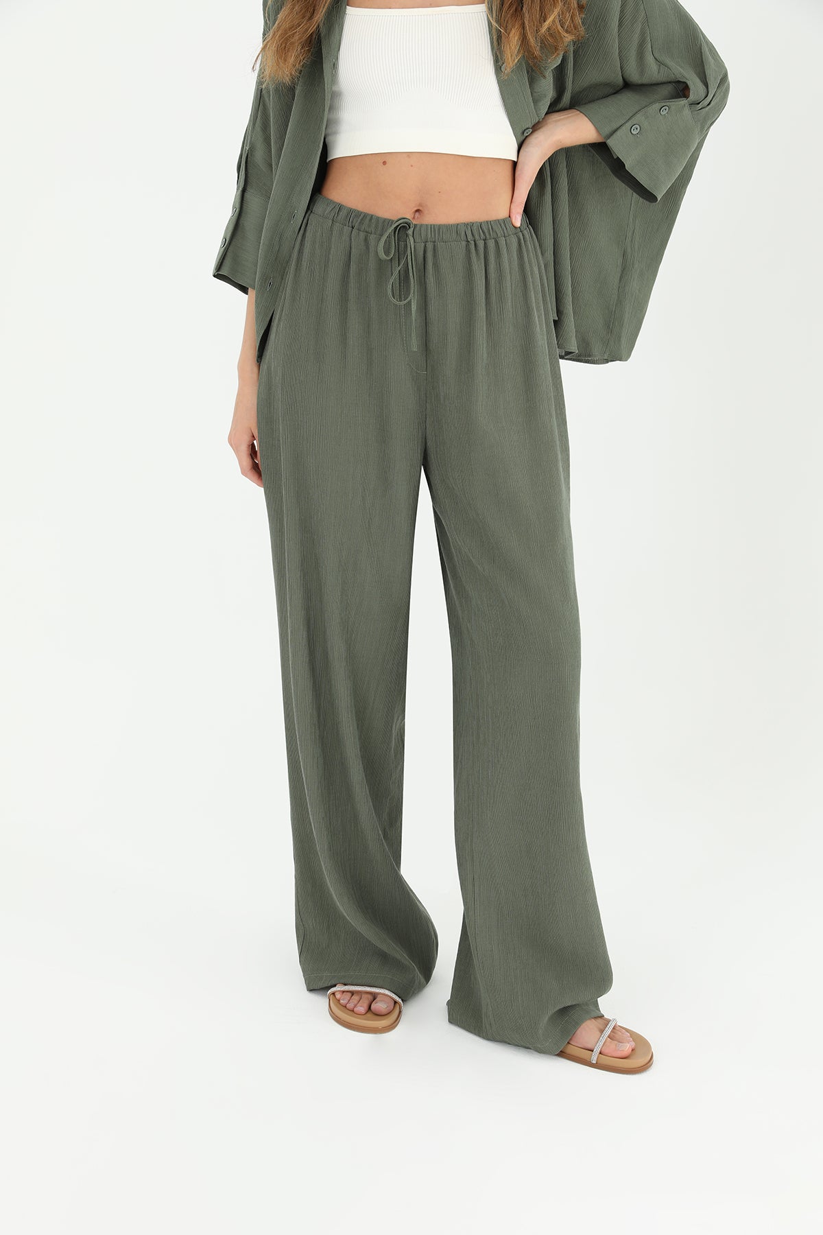 Kadın Belden Bağlamalı Bol Pantolon - 31890PNT