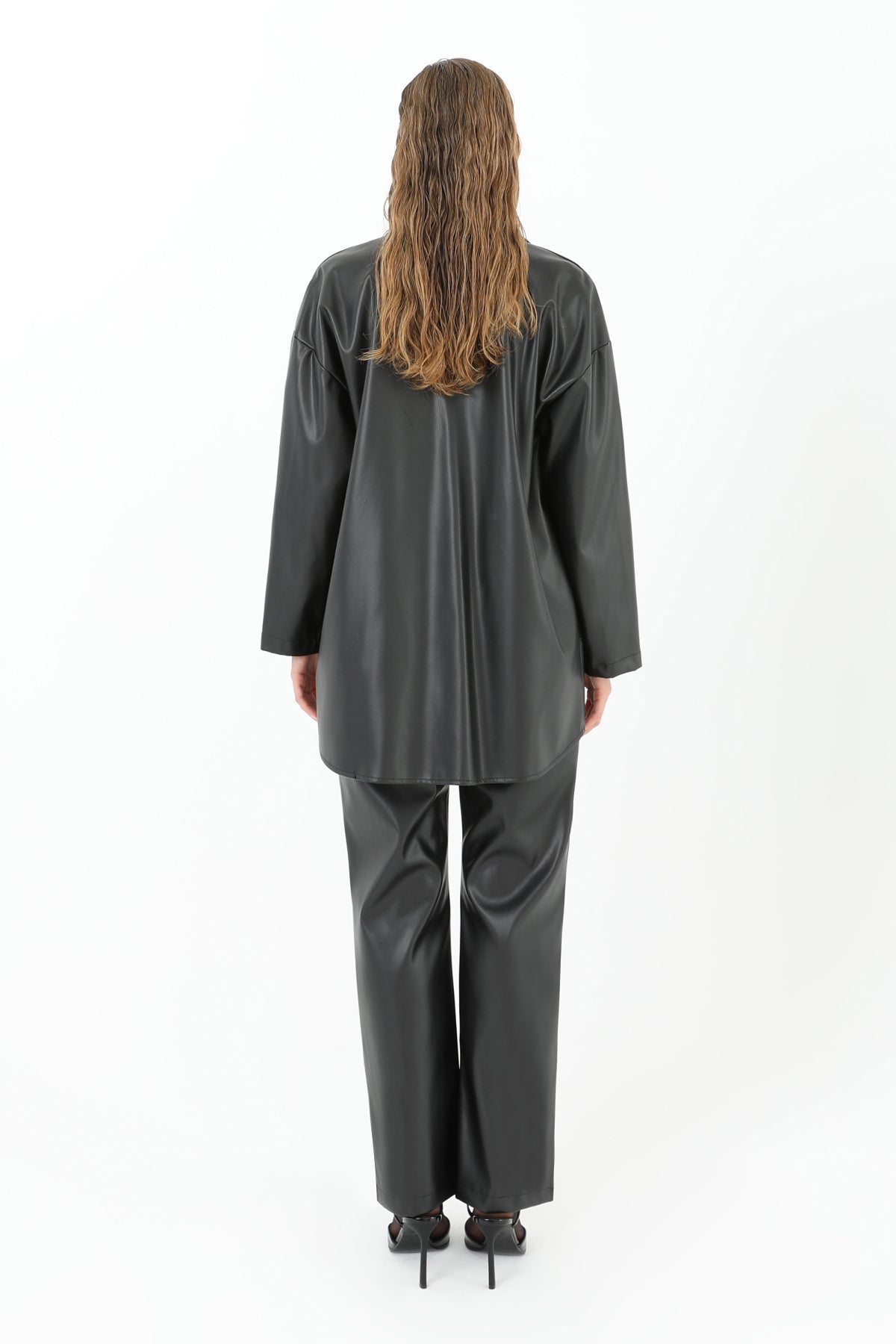 Women's Mesh Detailed Leather Shirt - 31971GML