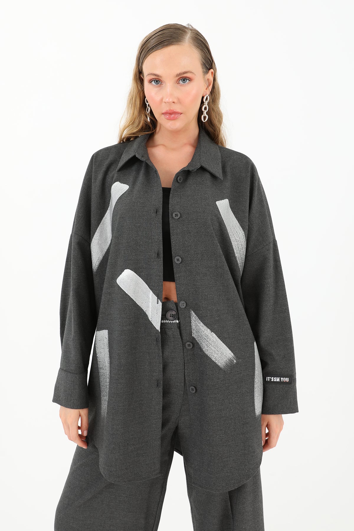 Women's Printed Patterned Shirt - 31984GML