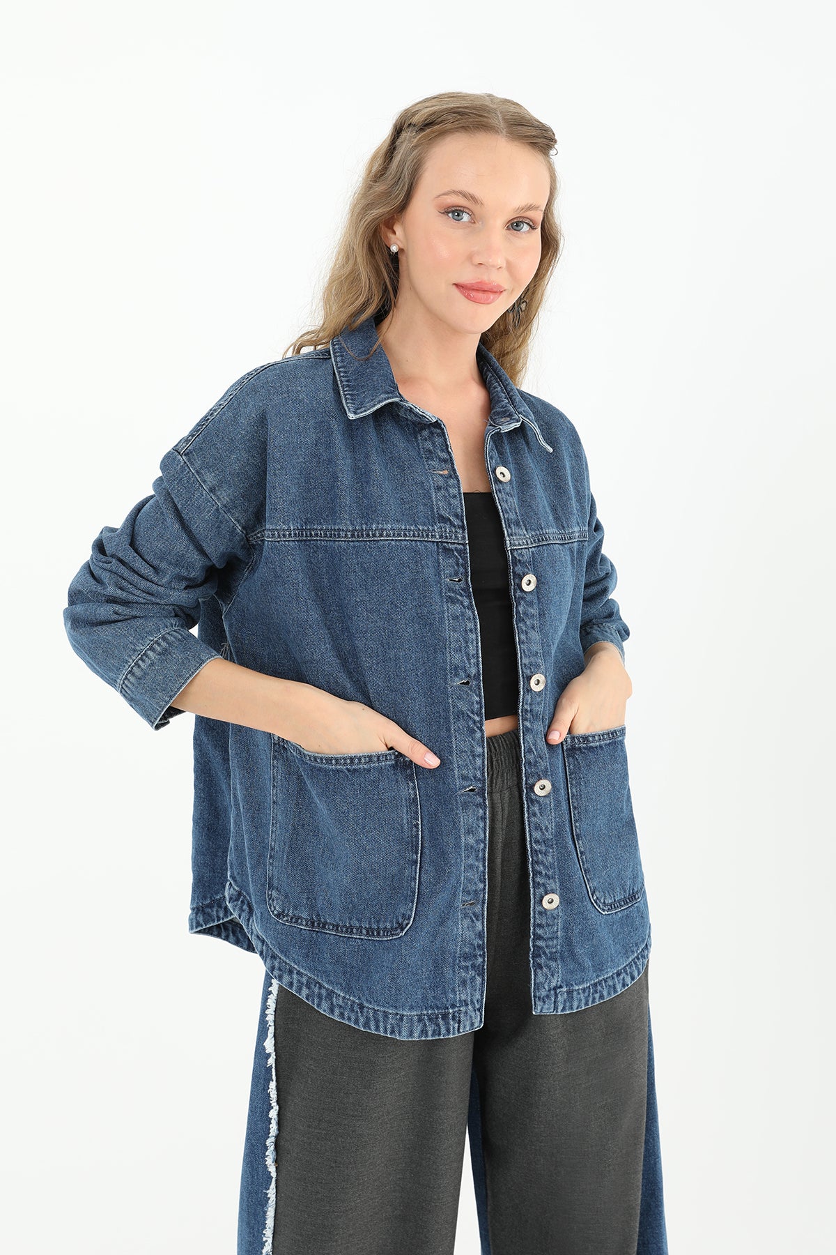Kadın Denim Cepli Ceket - 32016JCK