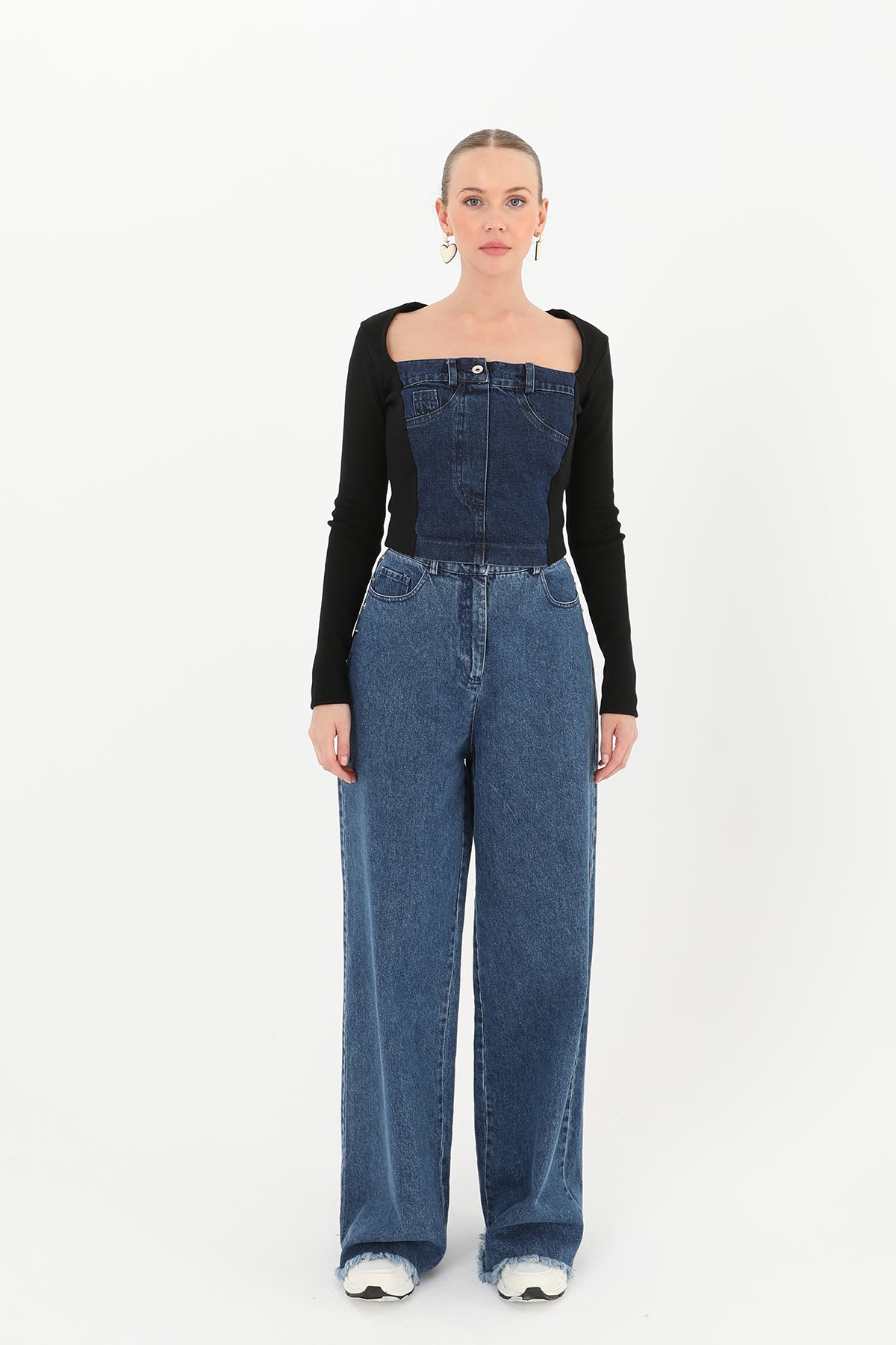 Kadın Ribanalı Denim Bluz - 32029BLZ