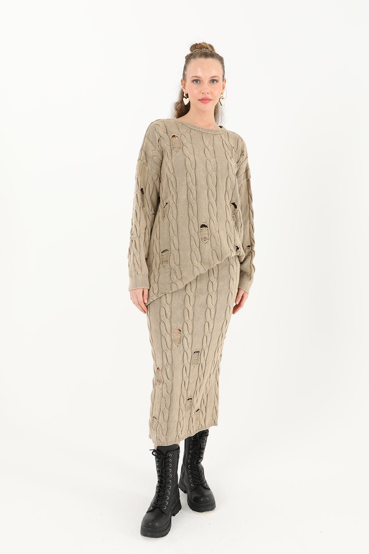 Triko Uzun Etek - 32030ETK - BEIGE