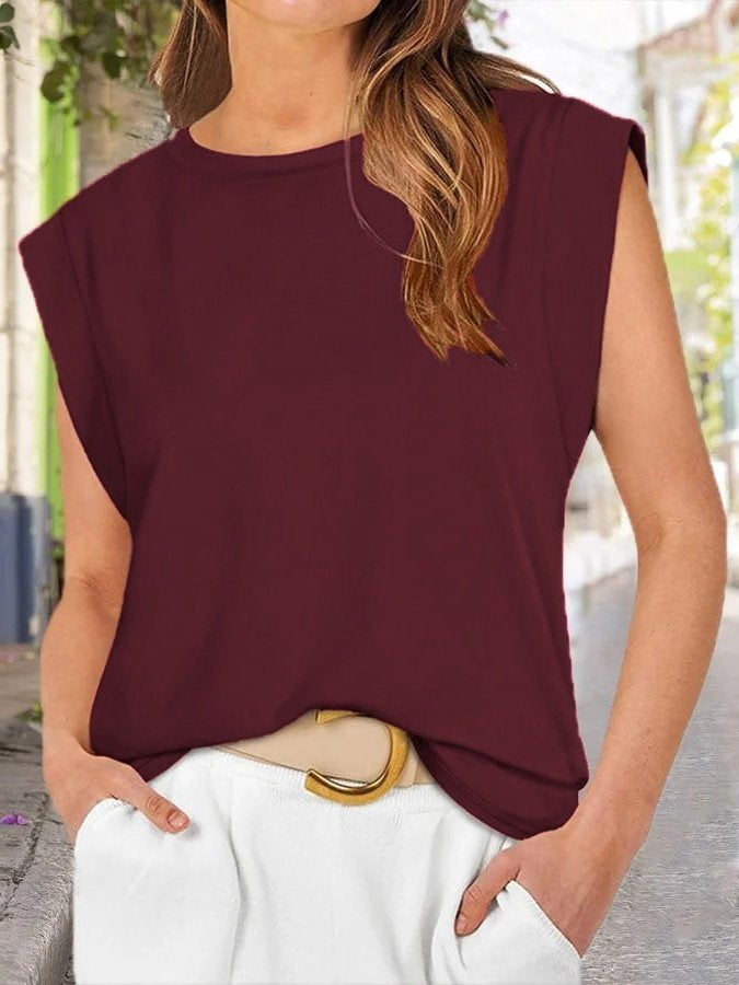 Women's Short-Sleeve Crew Neck Viscose Blouse, 25175