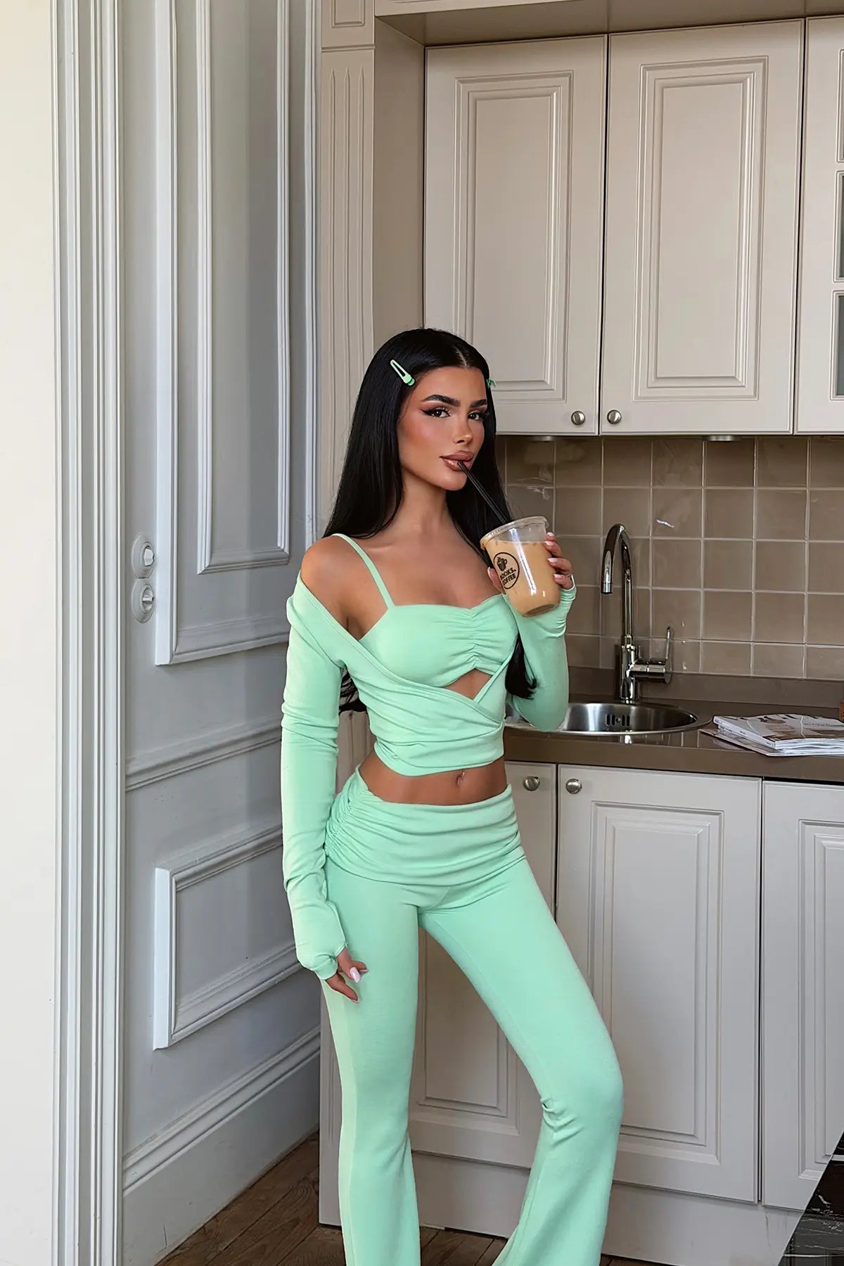 Yeşil 3 lü Pantolonlu Takım