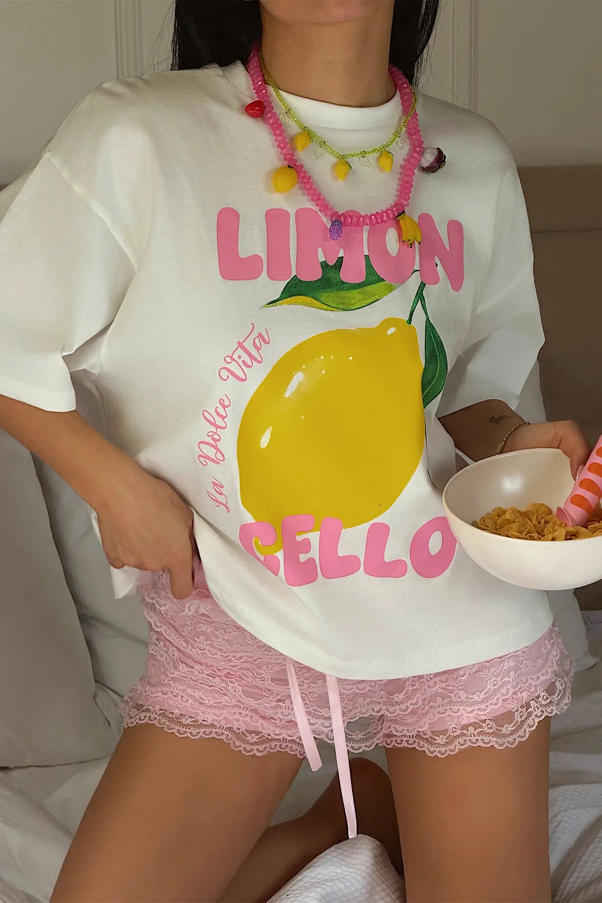 White T-Shirt with Front Print