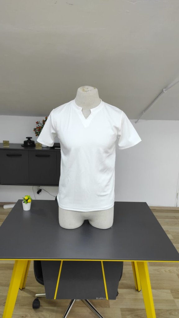 Men's Short Sleeve Crew Neck Twist Blouse, 25374