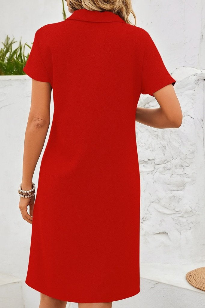 Women's Short Sleeve V-Neck Crepe Dress, 25454