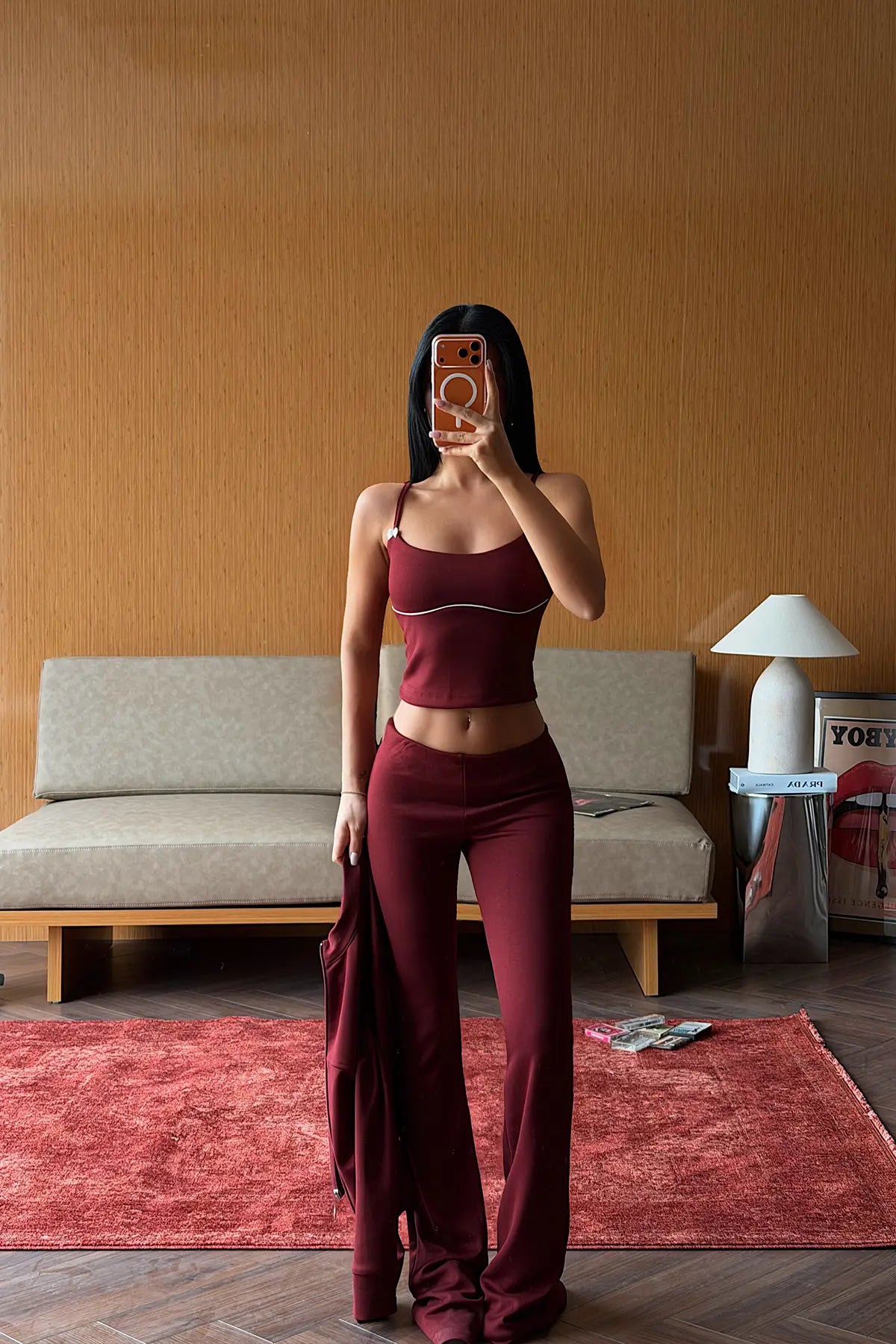 Bordo Fermuar Detay 3 Lü Takım