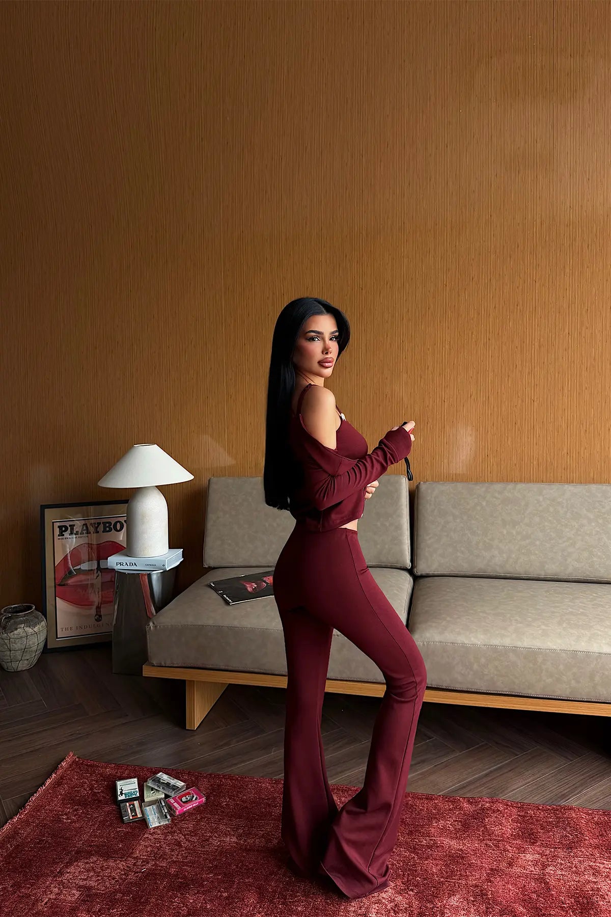 Bordo Fermuar Detay 3 Lü Takım