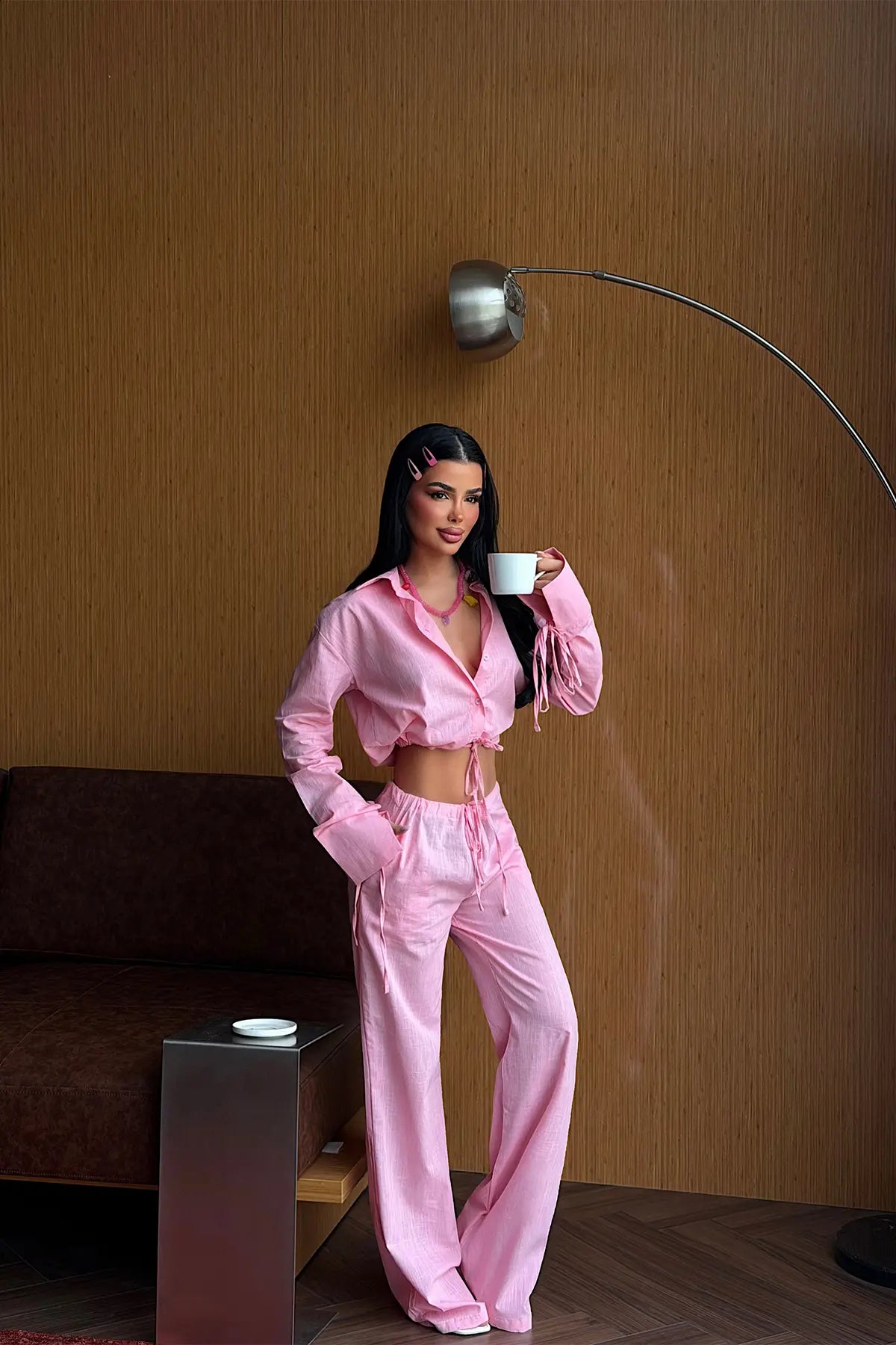 Pembe Gömlek Pantolon Takım