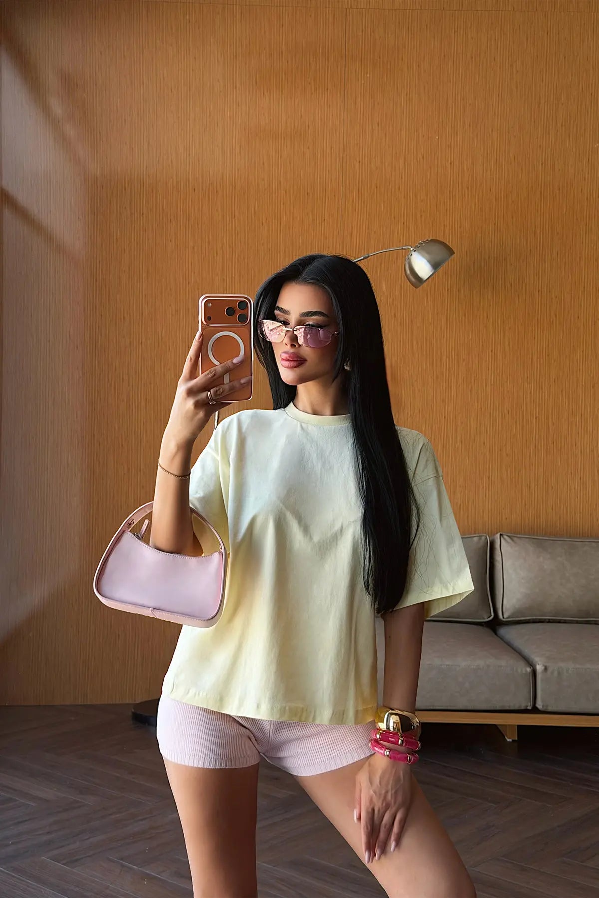 Yellow Printed Oversize T-shirt
