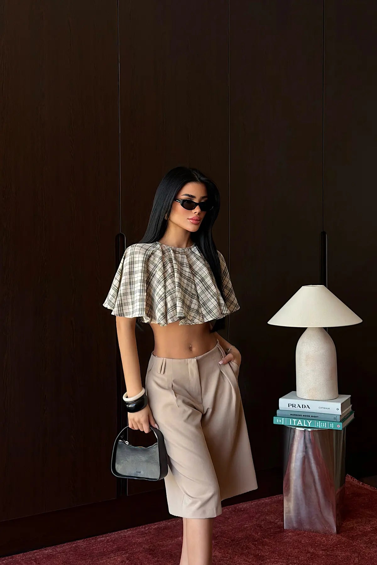 Krem Pötikareli Crop Top