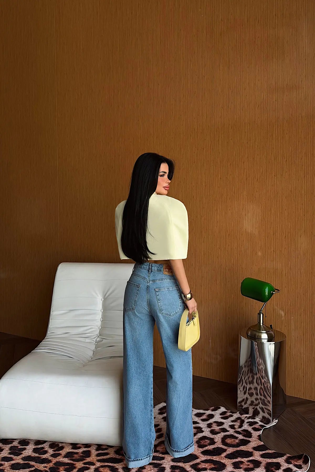 Sarı Fermuar Detay Crop Top