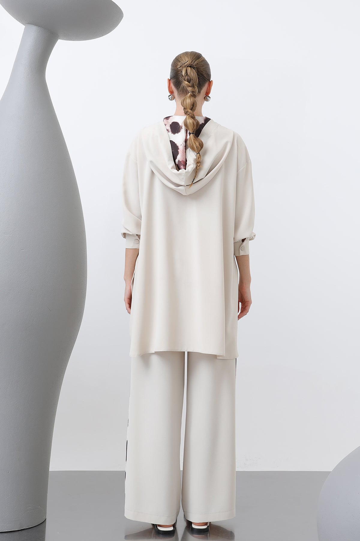 Kadın Beli Büzgü Detaylı Kapüşonlu Tunik - 10666TUN