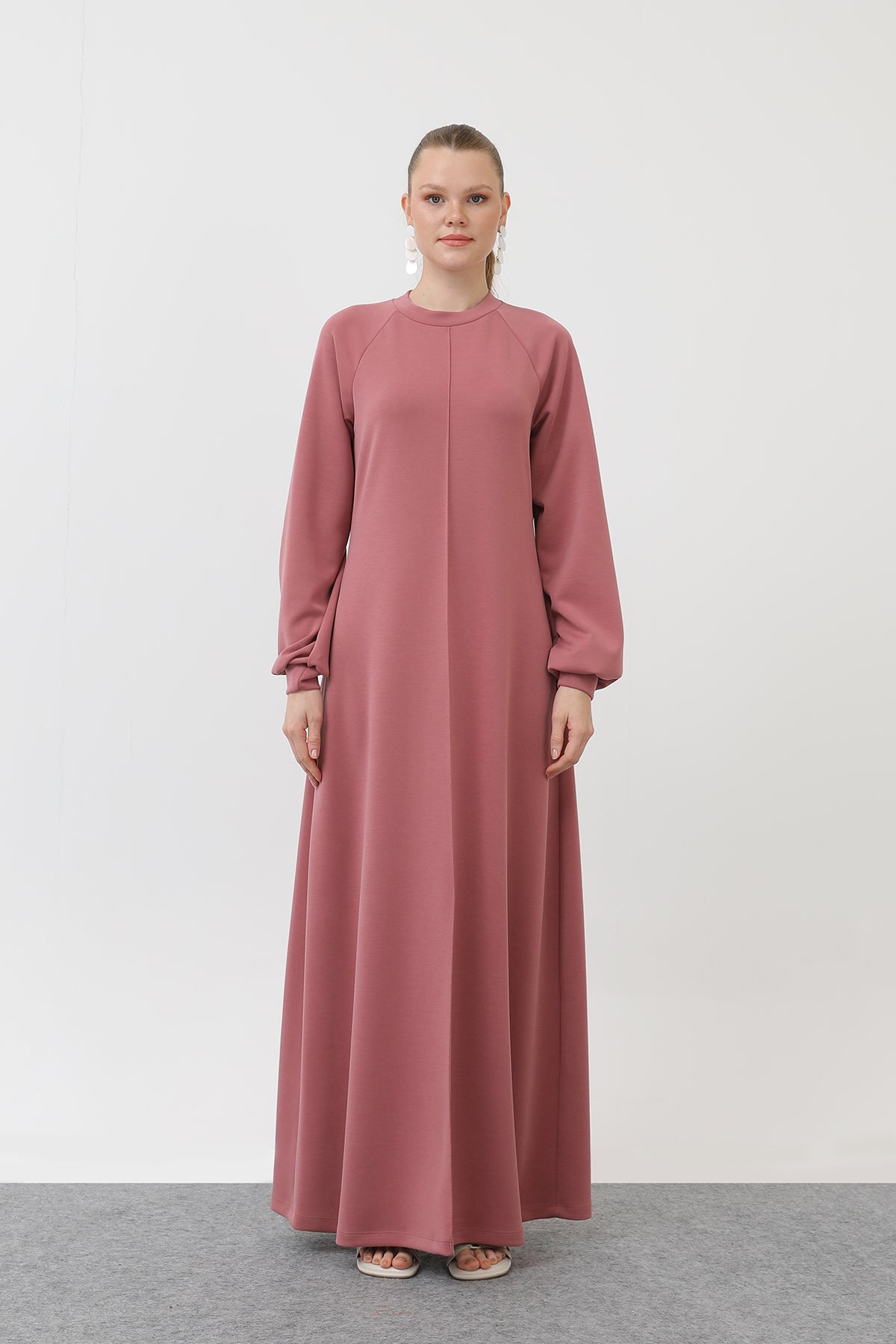 Kadın Nervür Dikişli Reglan Kol Elbise - 12557ELB