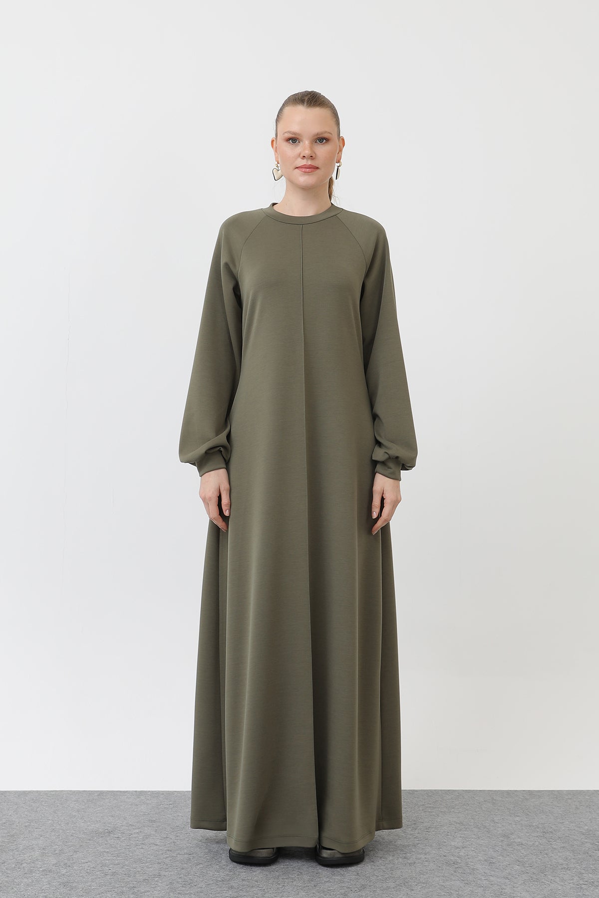Kadın Nervür Dikişli Reglan Kol Elbise - 12557ELB