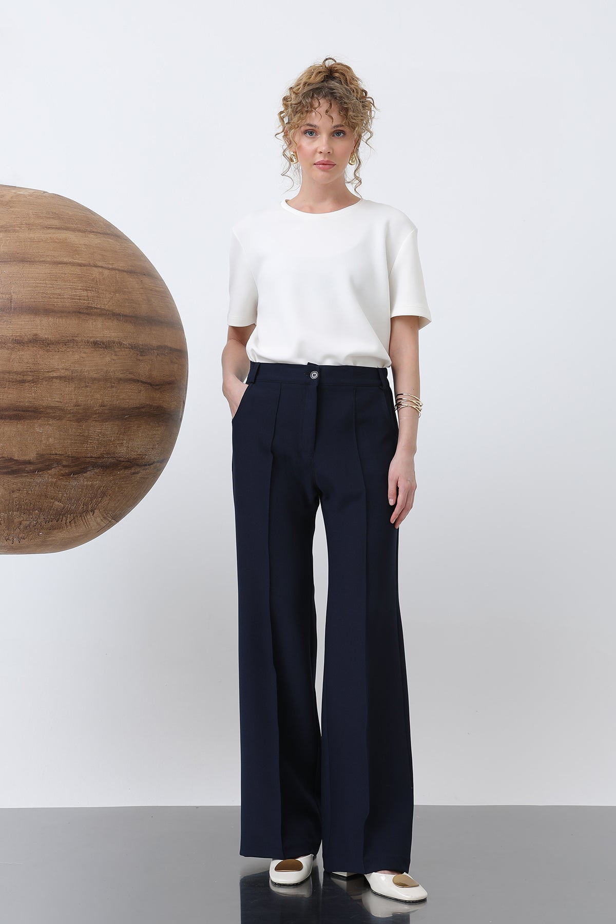 Kadın Nervür Dikişli Pantolon - 18226PNT - NAVY