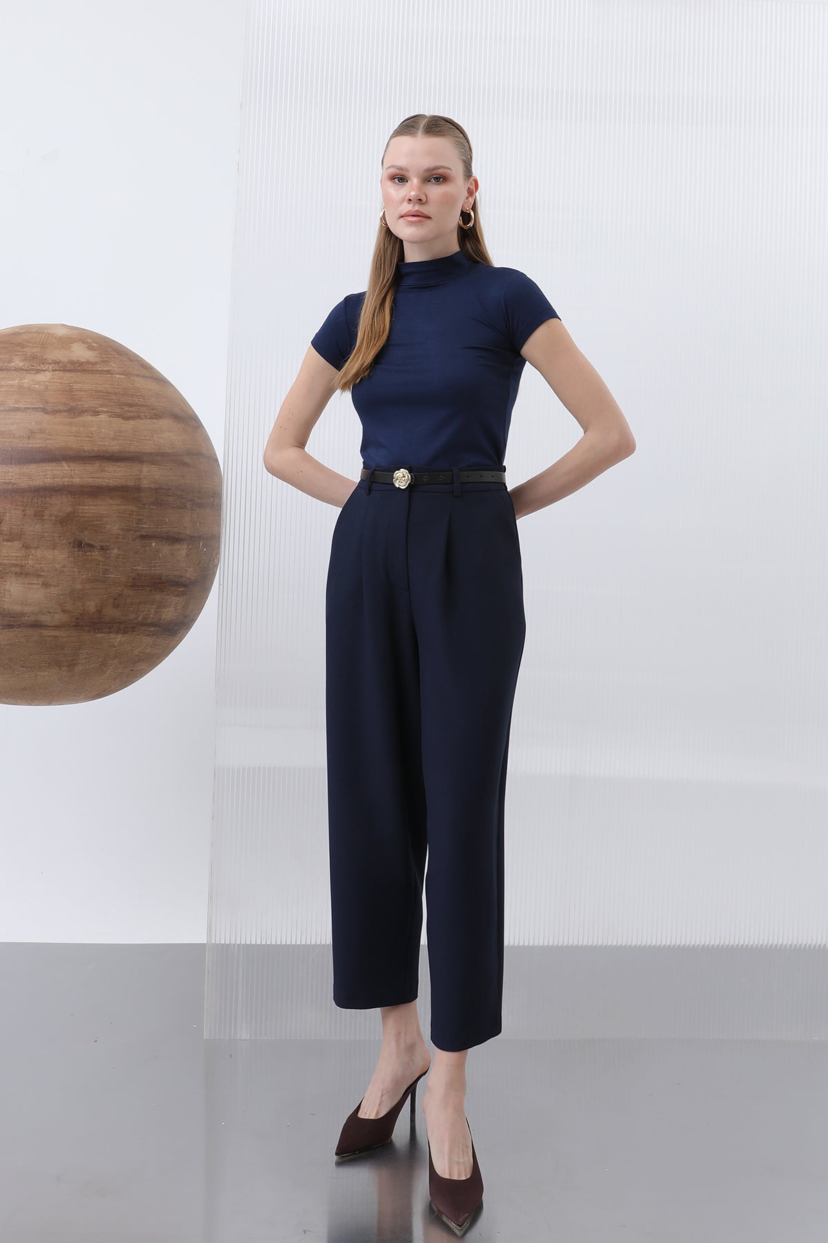 Kadın Pileli Pantolon - 18227PNT - NAVY