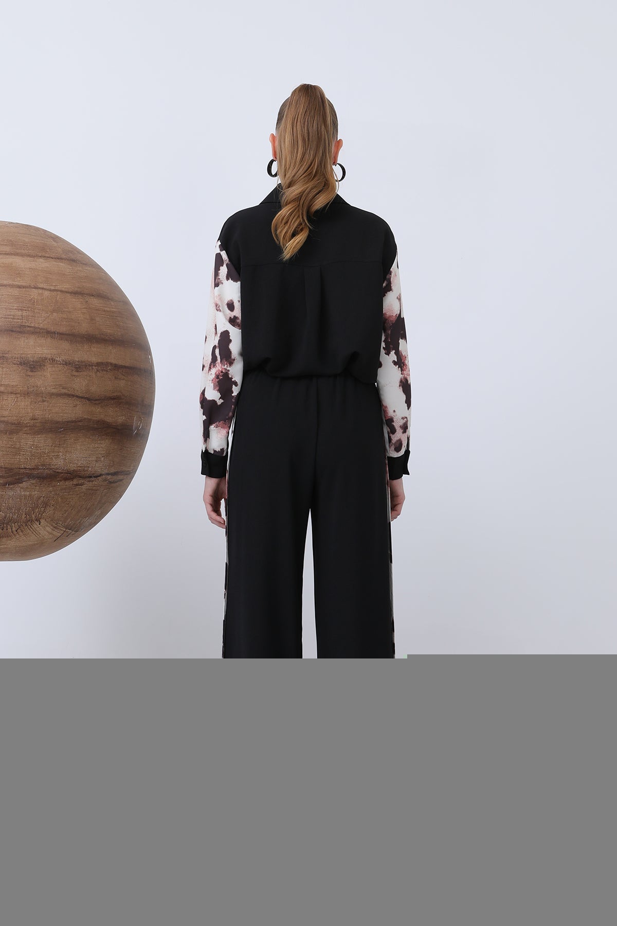 Kadın Beli Lastikli Biye Detaylı Bol Pantolon - 18236PNT