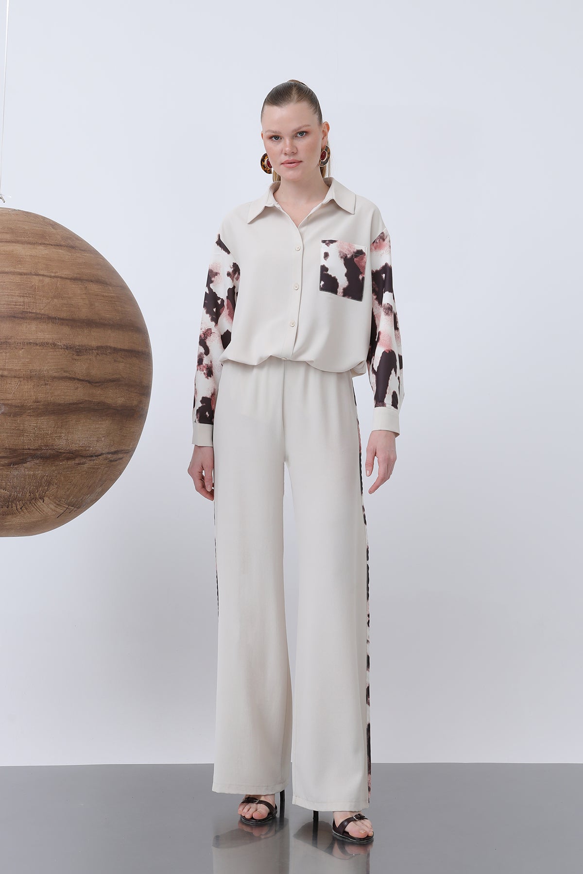 Kadın Beli Lastikli Biye Detaylı Bol Pantolon - 18236PNT