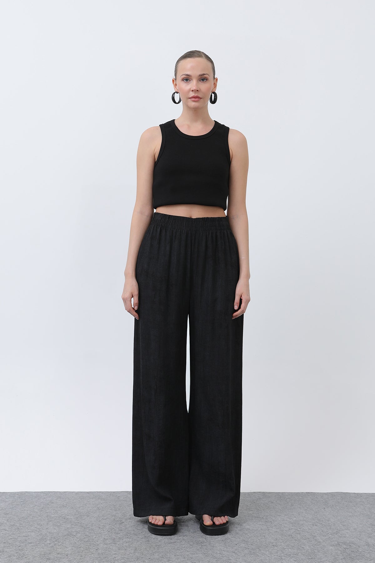 Kadın Beli Lastikli Bol Pantolon - 18238PNT