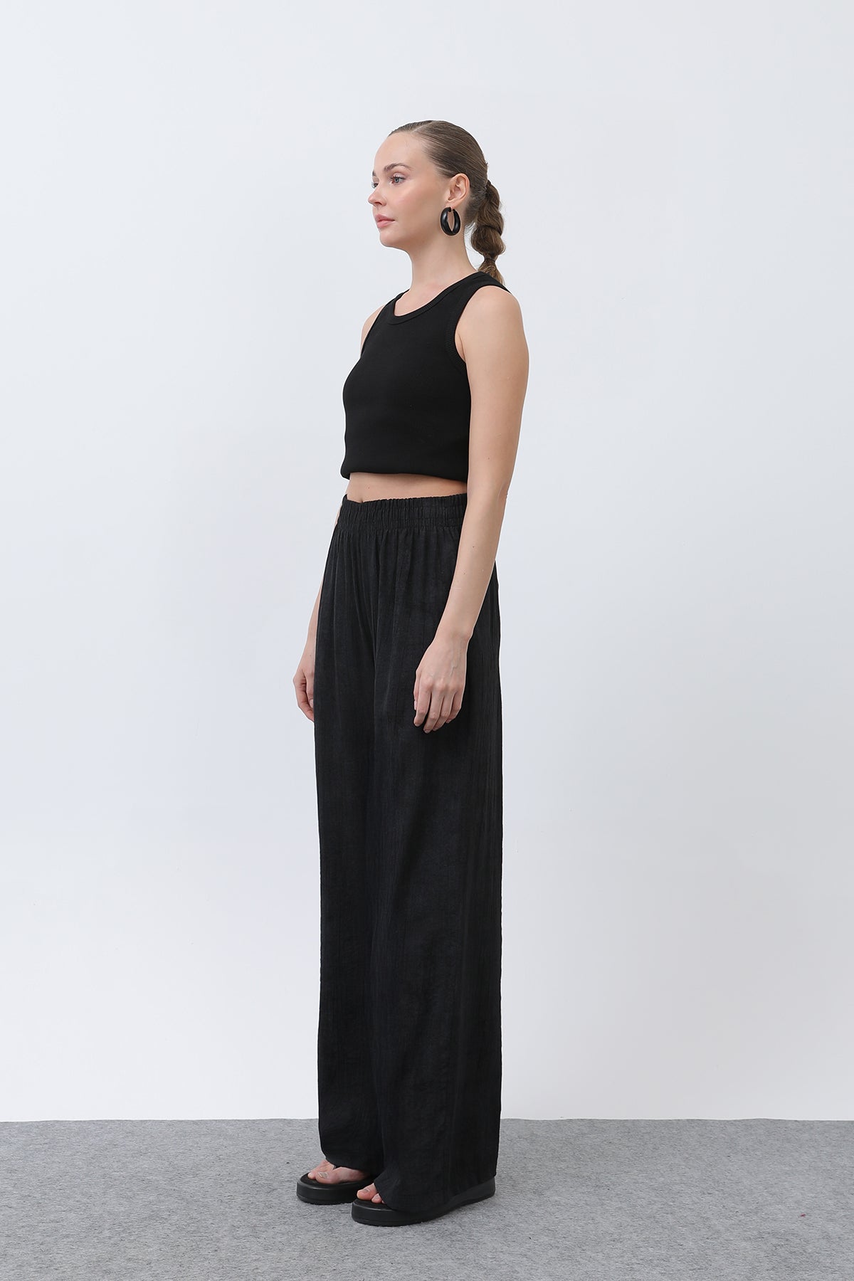 Kadın Beli Lastikli Bol Pantolon - 18238PNT