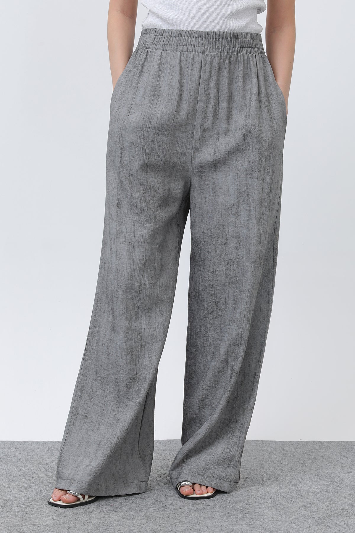 Kadın Beli Lastikli Bol Pantolon - 18238PNT