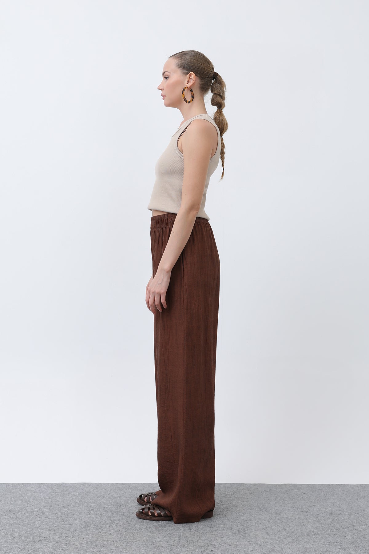 Kadın Beli Lastikli Bol Pantolon - 18238PNT