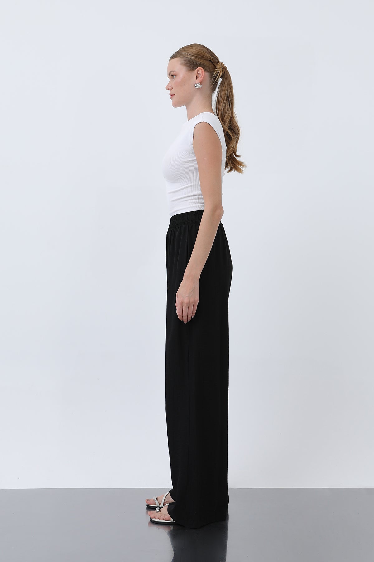 Kadın Beli Lastikli Bol Pantolon - 18239PNT
