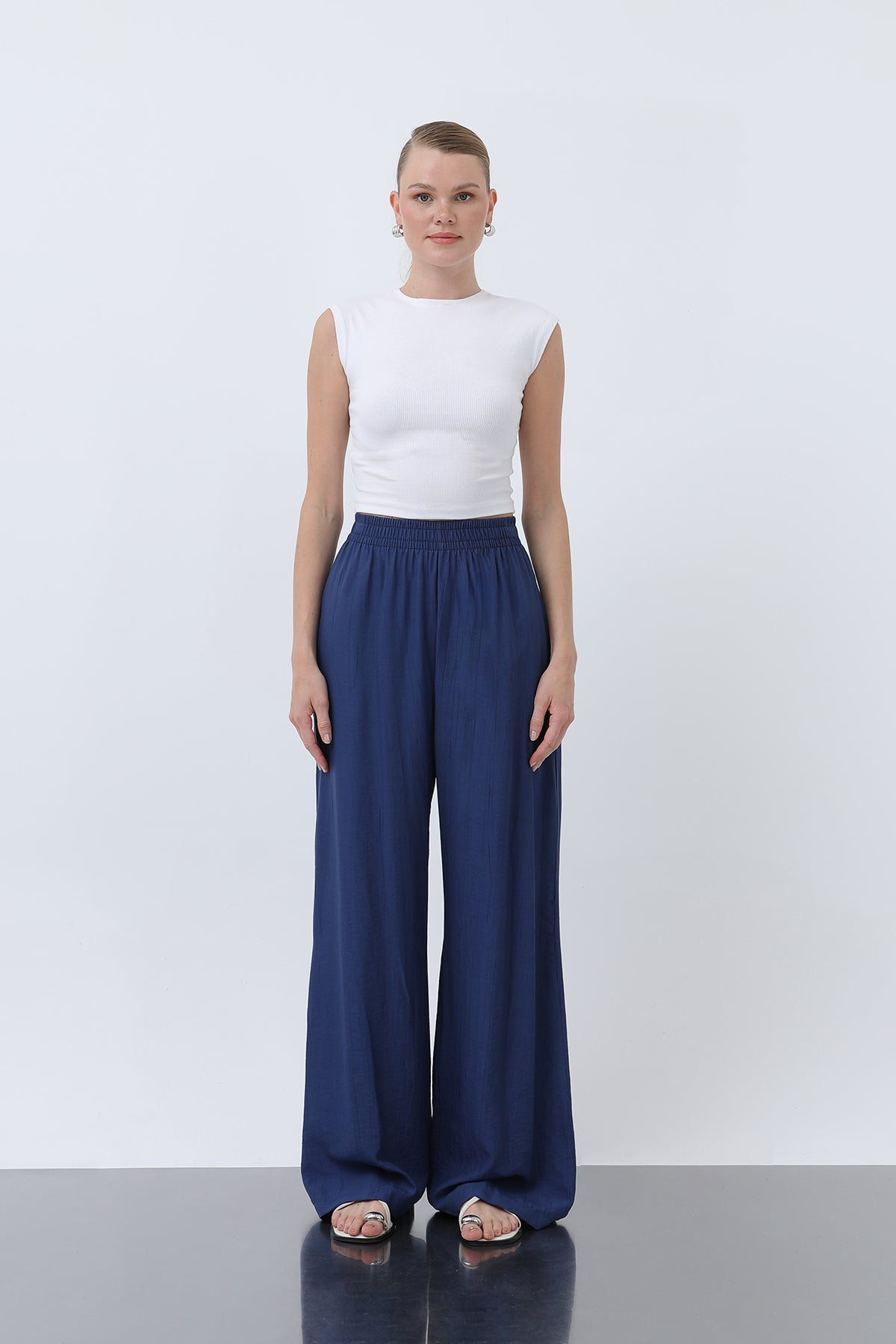 Kadın Beli Lastikli Bol Pantolon - 18239PNT