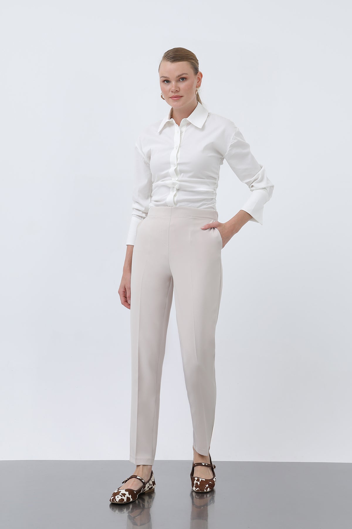 Kadın Havuç Kesim Pantolon - 18242PNT - BEIGE