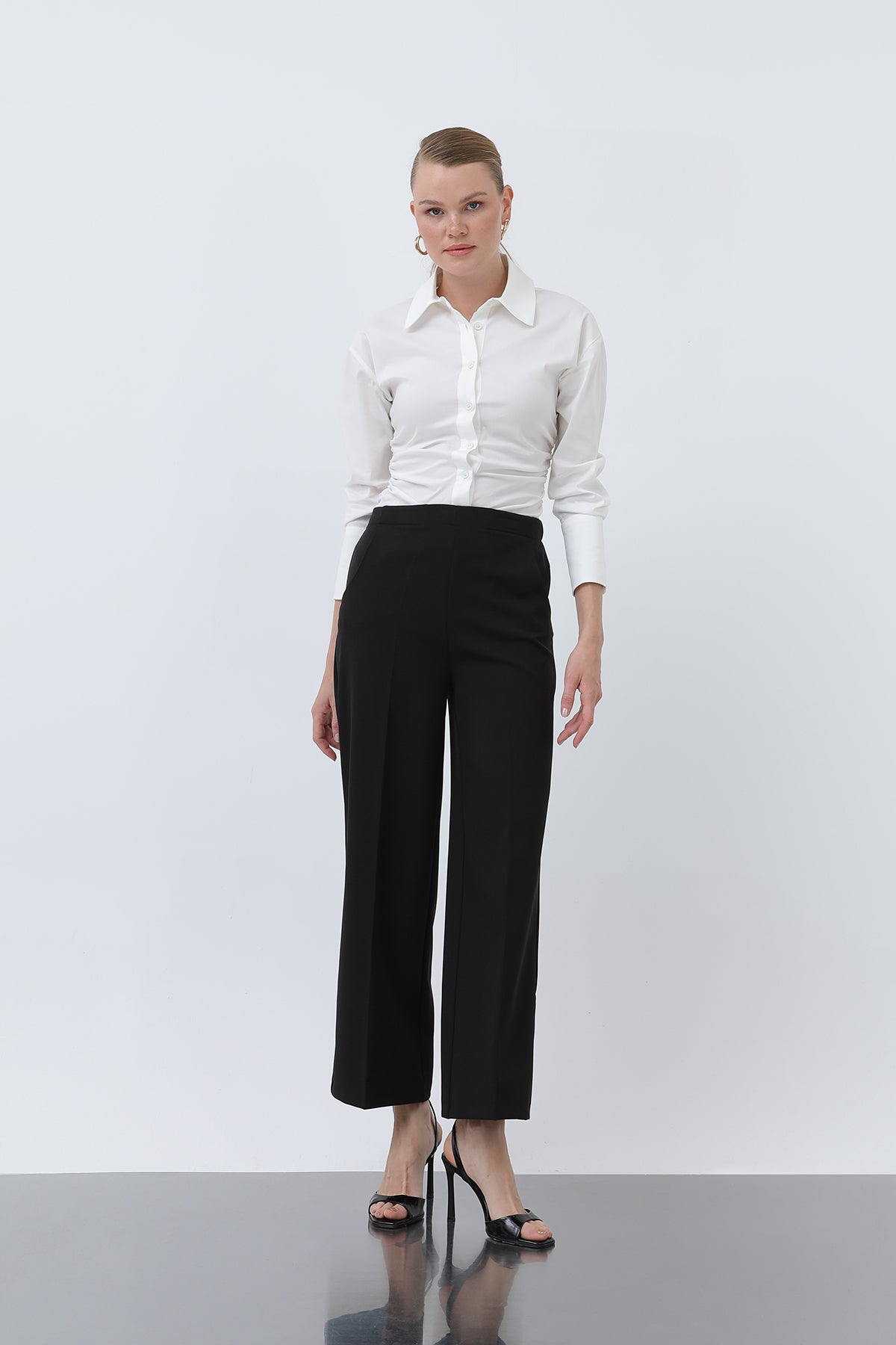 Kadın Düz Kesim Pantolon - 18243PNT - BLACK