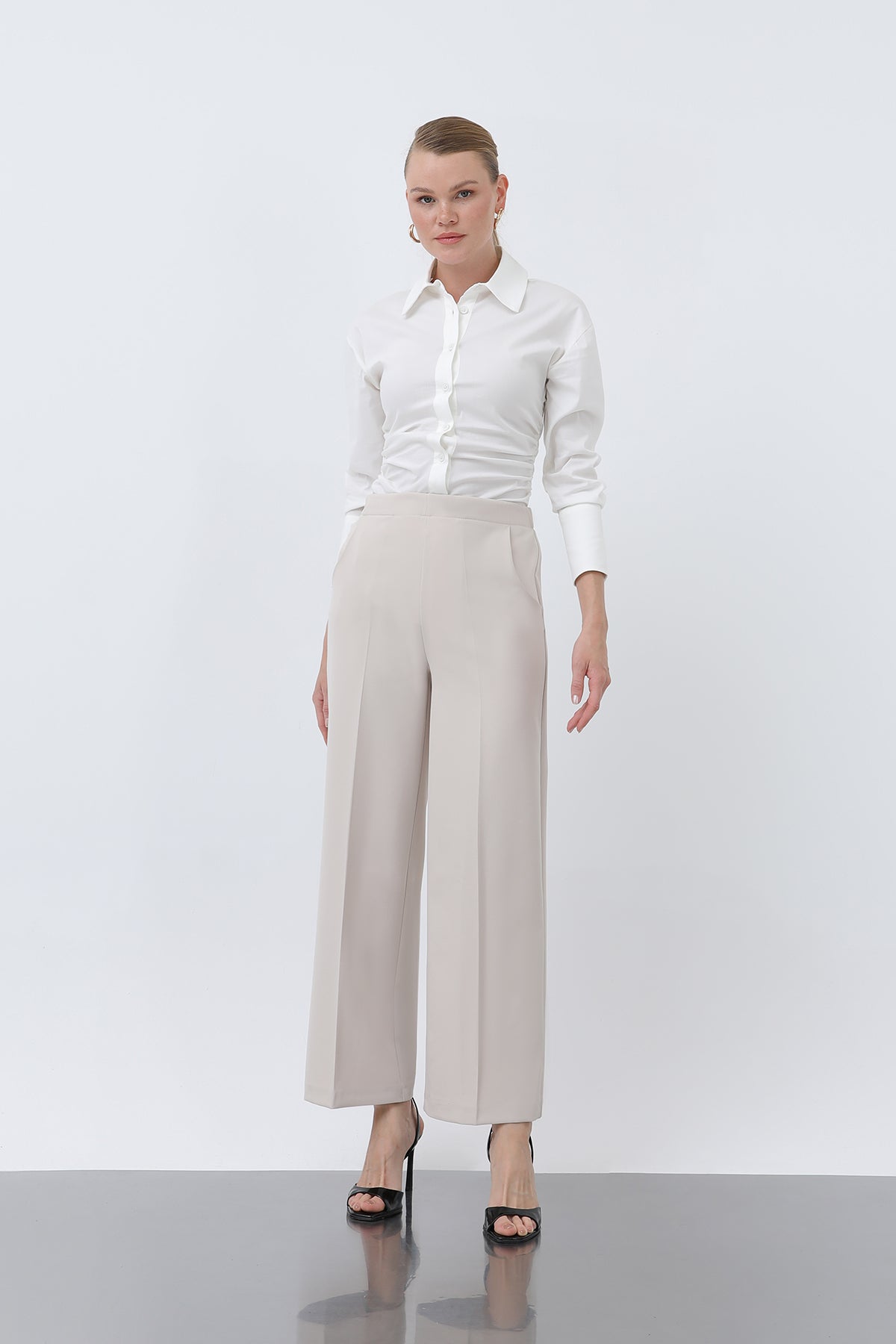 Kadın Düz Kesim Pantolon - 18243PNT - BEIGE