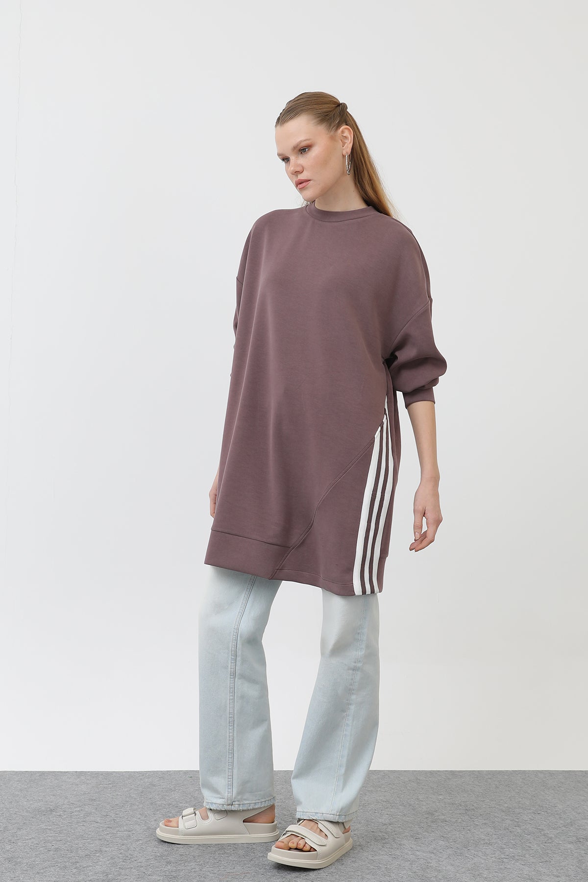 Kadın Tiktak Detaylı Tunik - 20603TUN - DARK ROSE