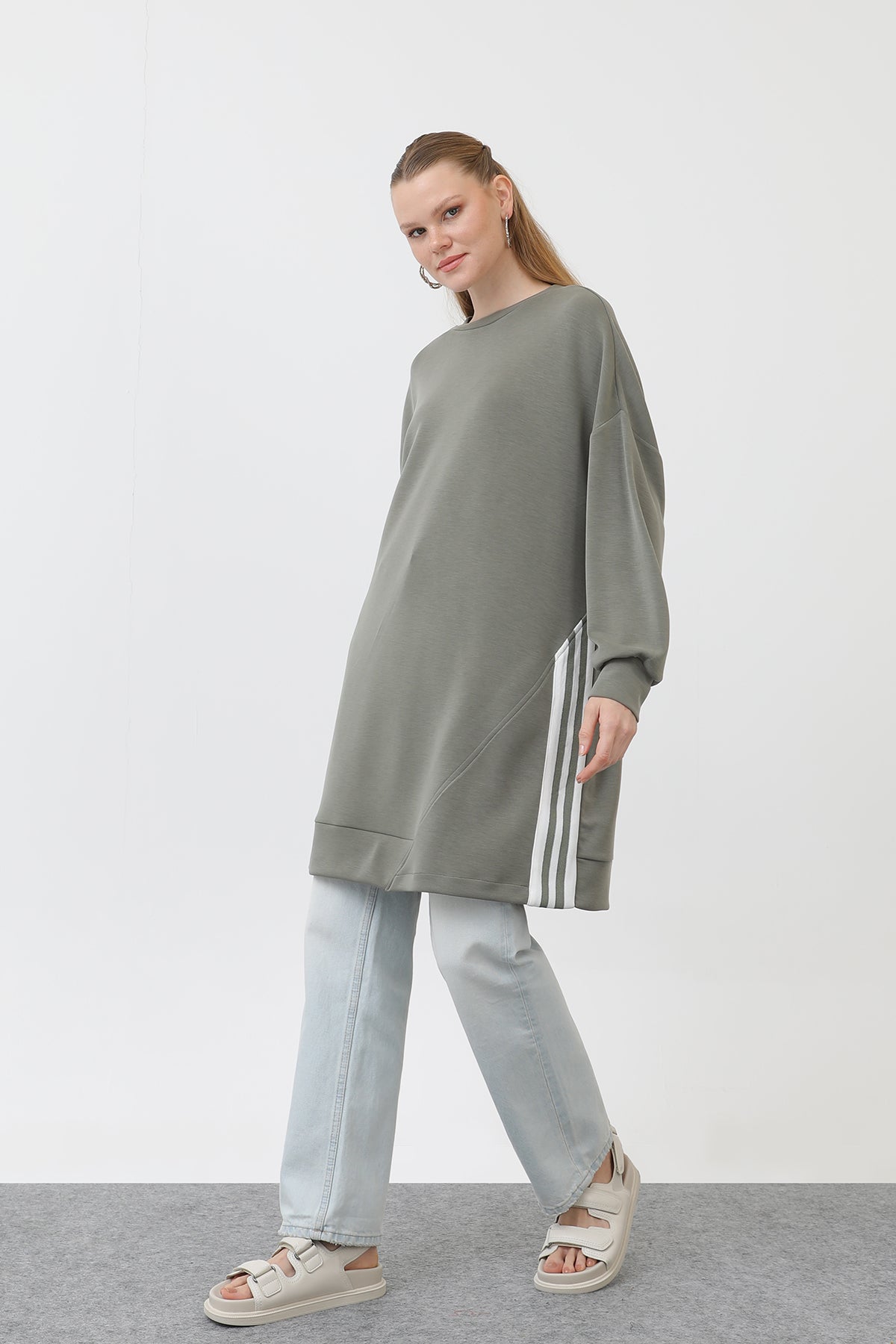Kadın Tiktak Detaylı Tunik - 20603TUN - KHAKI