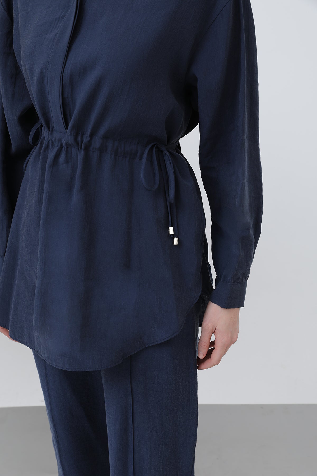Kadın Beli Büzgülü Gizli Patlı Pantolonlu Takım - 20610TKS
