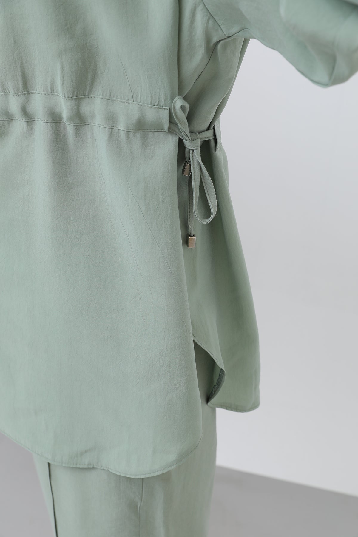 Kadın Beli Büzgülü Gizli Patlı Pantolonlu Takım - 20610TKS