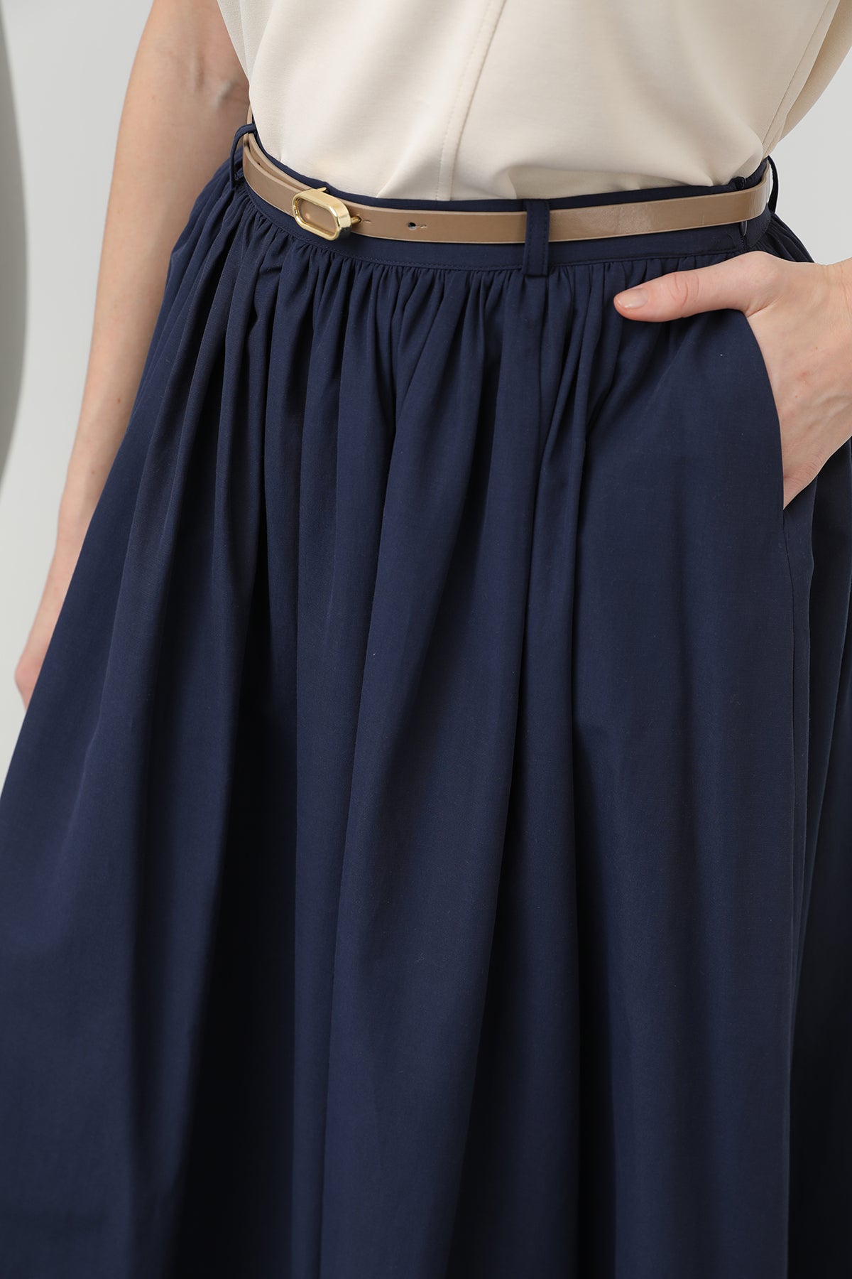 Women's Belted Long Skirt - 20611ETK