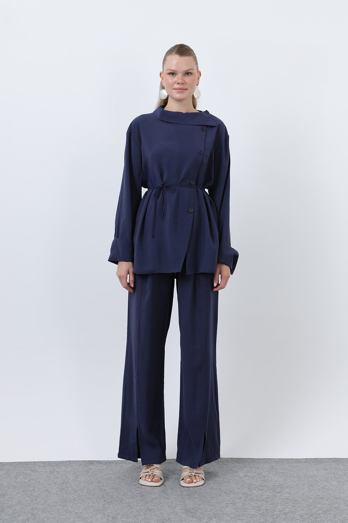 Kadın Düğmeli Oversize Günlük Set Takım
-20677TKS