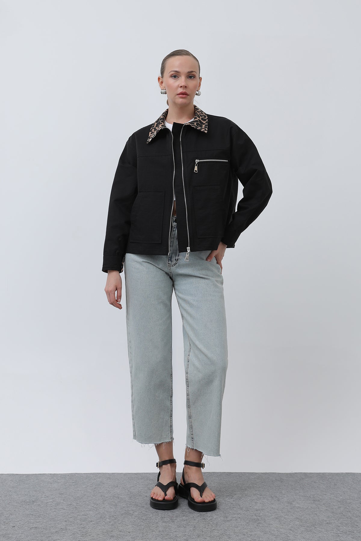 Kadın Garni Detaylı Kısa Ceket -32115CKT - BLACK