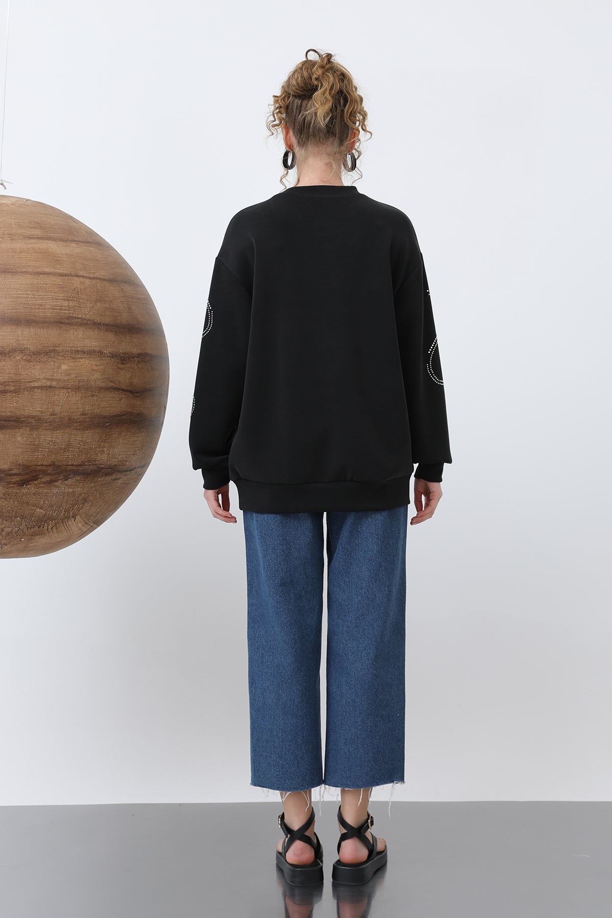 Kadın Taşlı Basic Sweat -32117SWT