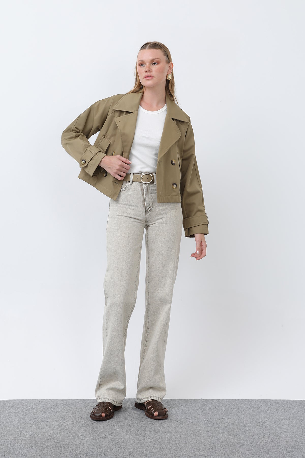Kadın Kısa Trench - 32123TRC - KHAKI