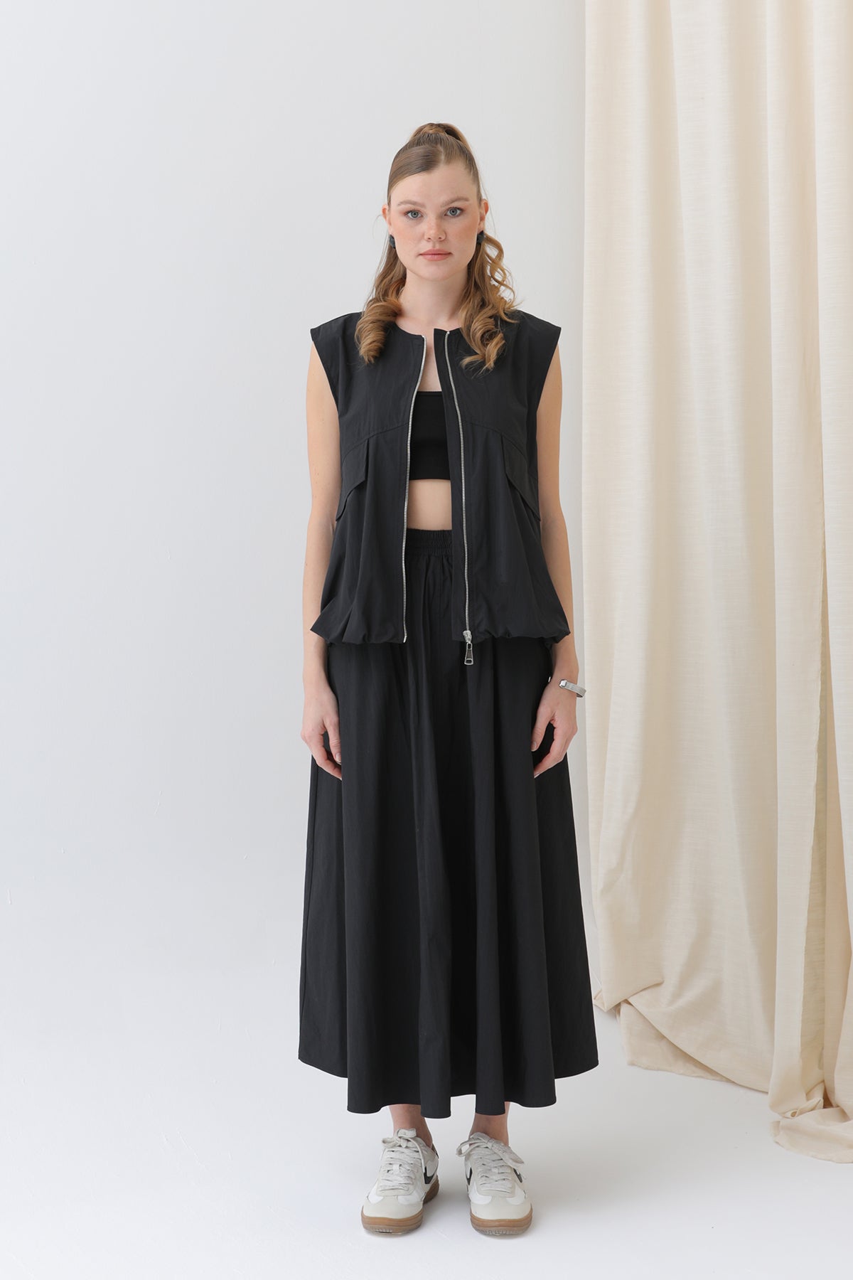 Kadın Oversize Fermuarlı Yelek - 32128YLK