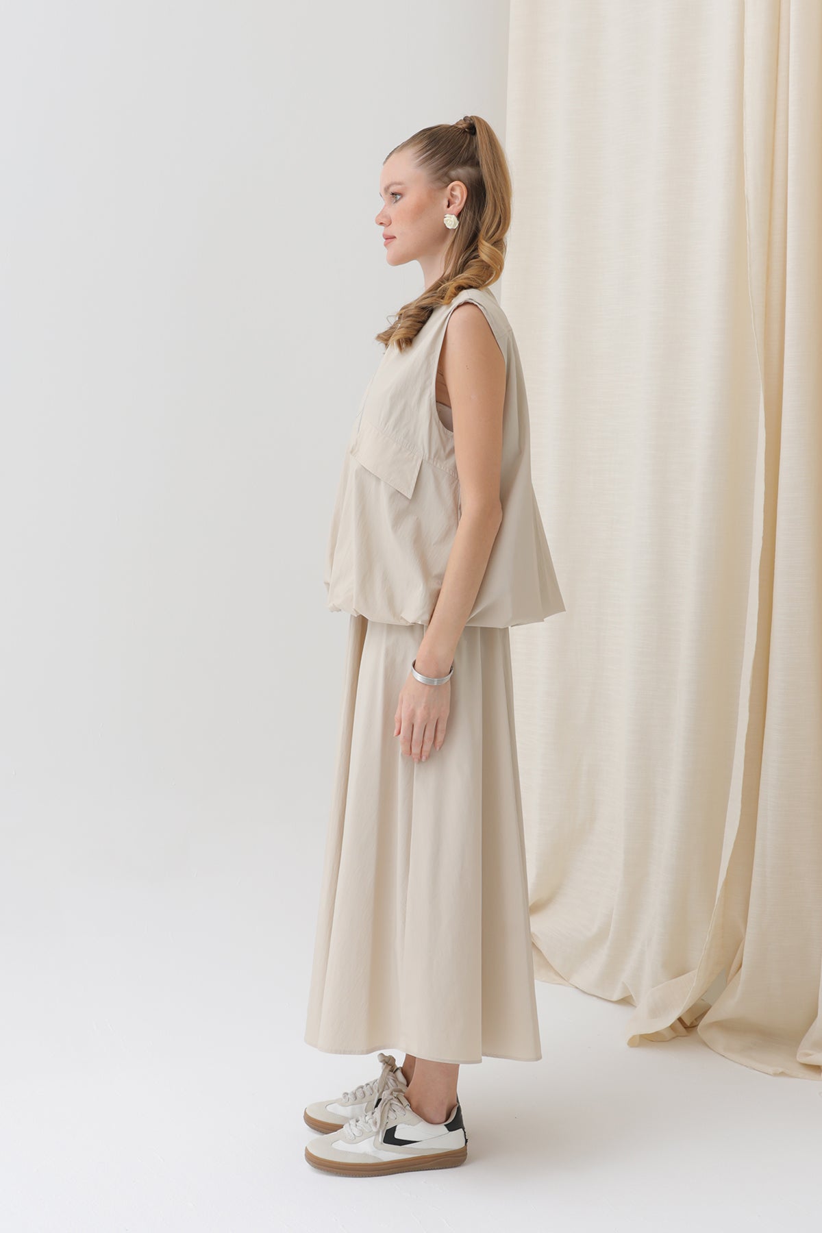 Kadın Oversize Fermuarlı Yelek - 32128YLK