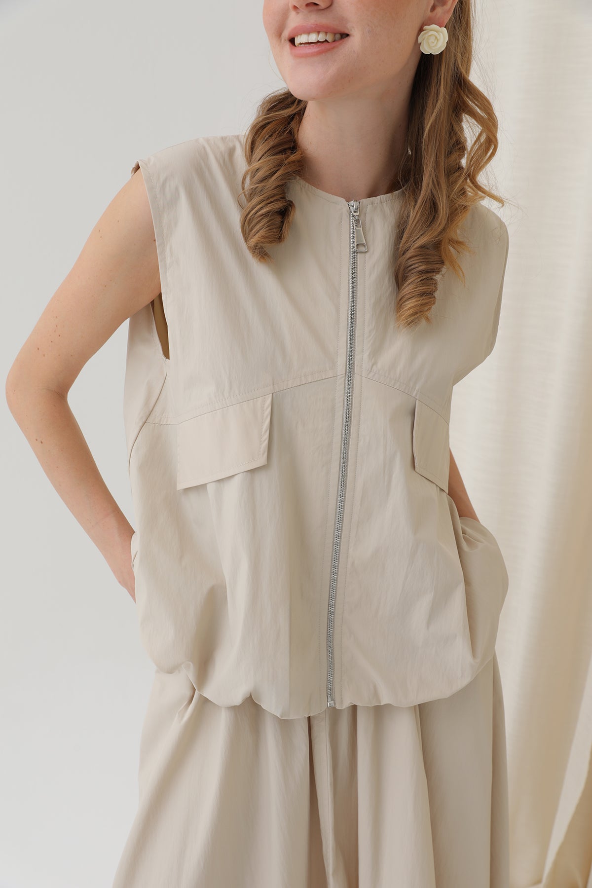 Kadın Oversize Fermuarlı Yelek - 32128YLK