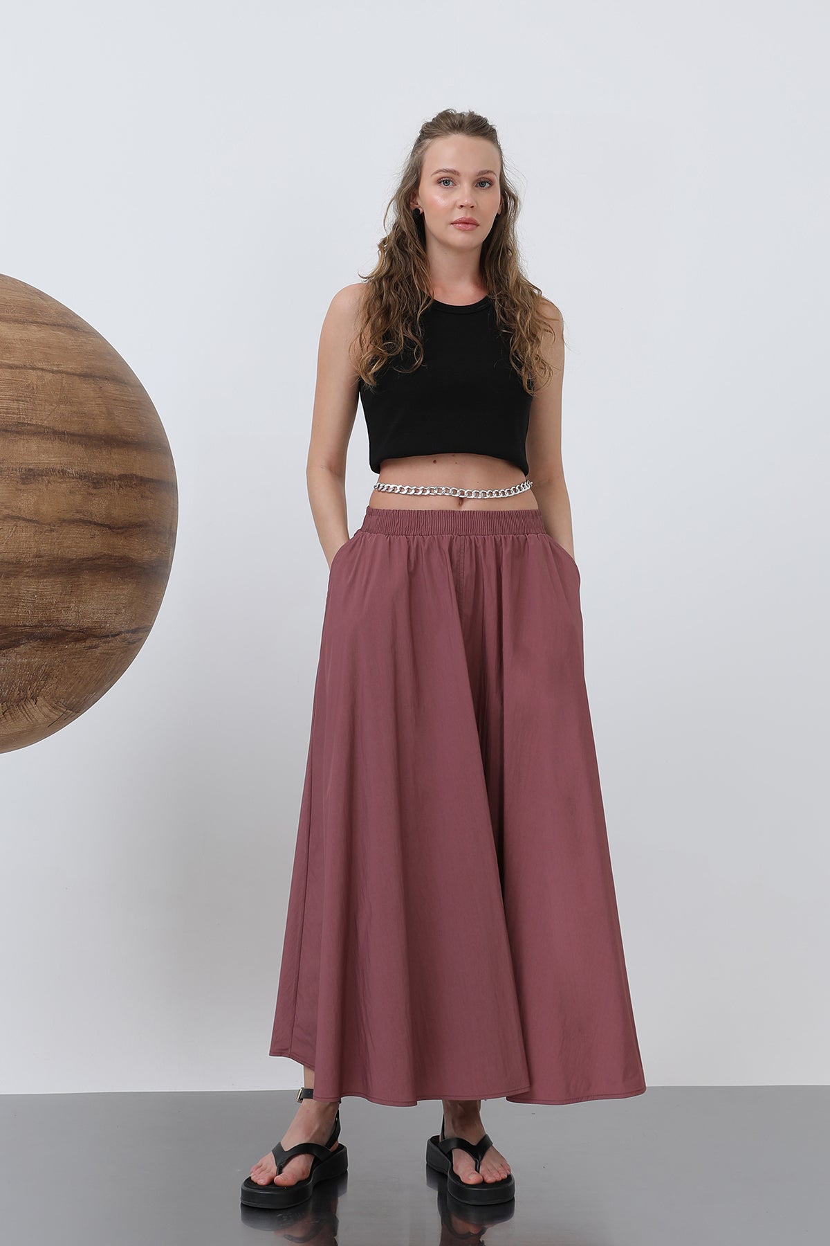 Kadın Beli Lastikli Etek - 32129ETK - ROSE