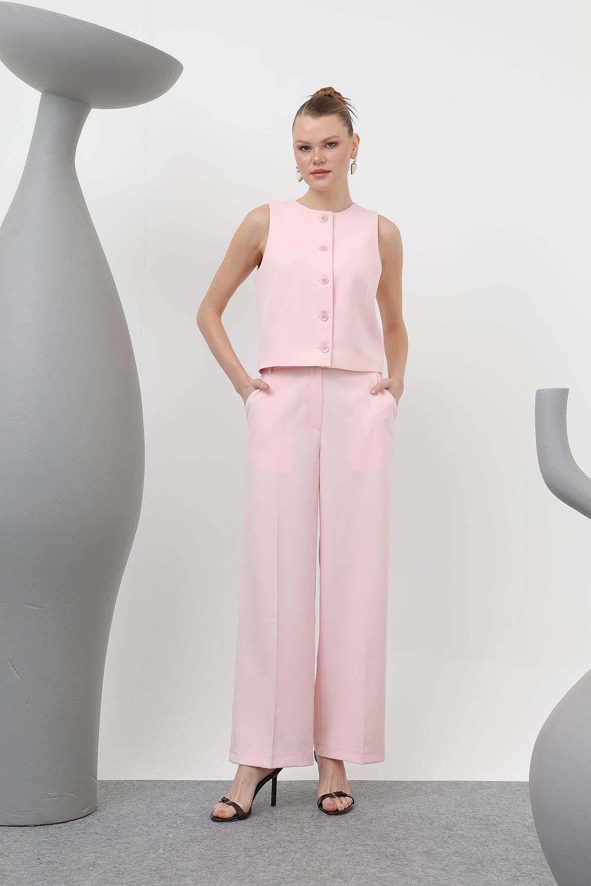Kadın Basic Sıfır Kol Yelek - 32153YLK - PINK