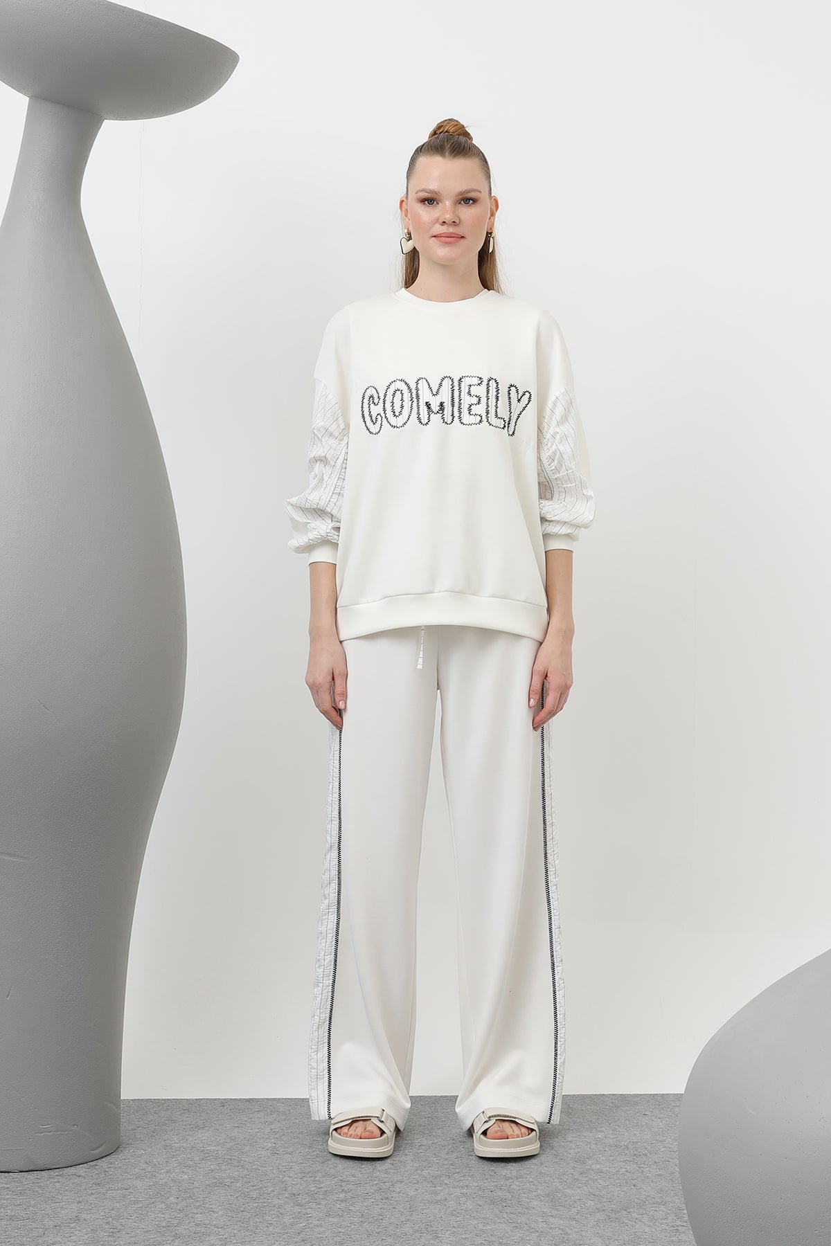Kadın Comely Yazılı Sweat - 32166SWT