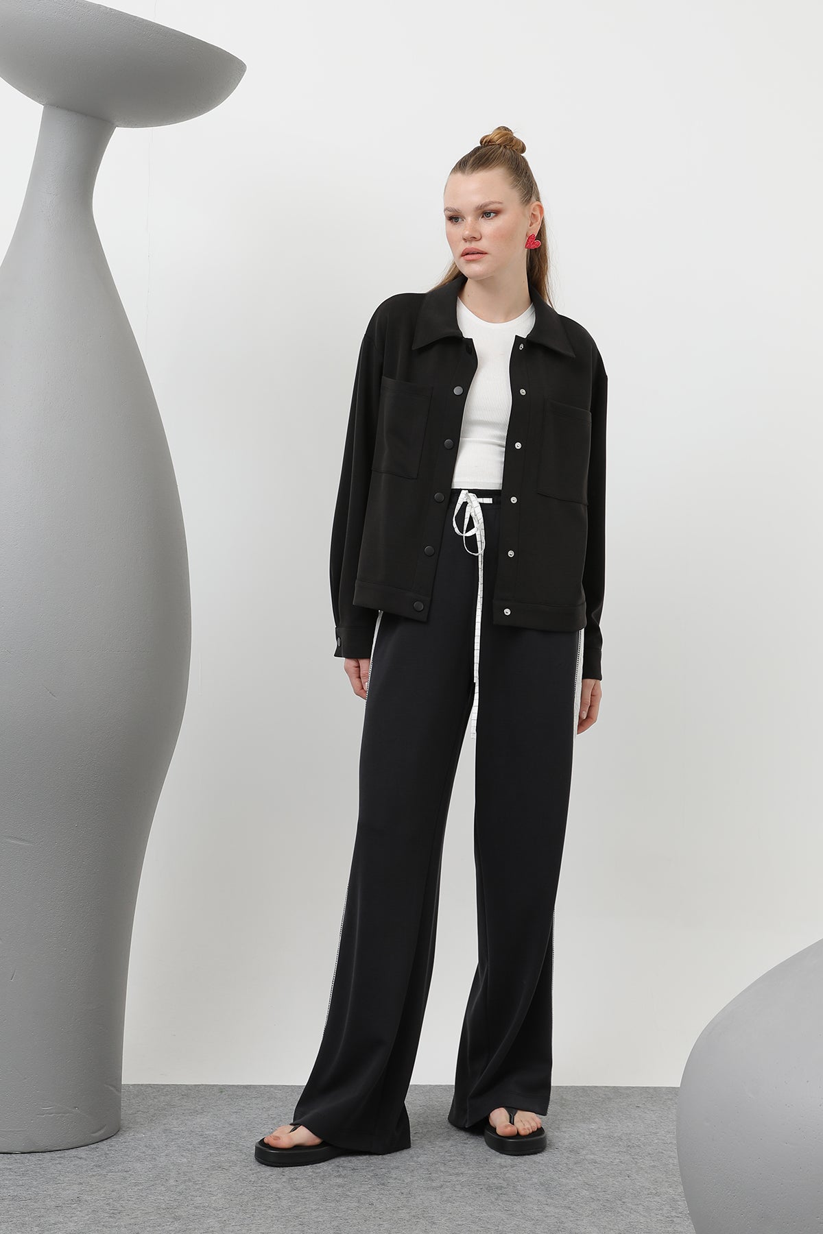 Kadın Çıt Çıtlı Ceket -32169CKT - BLACK